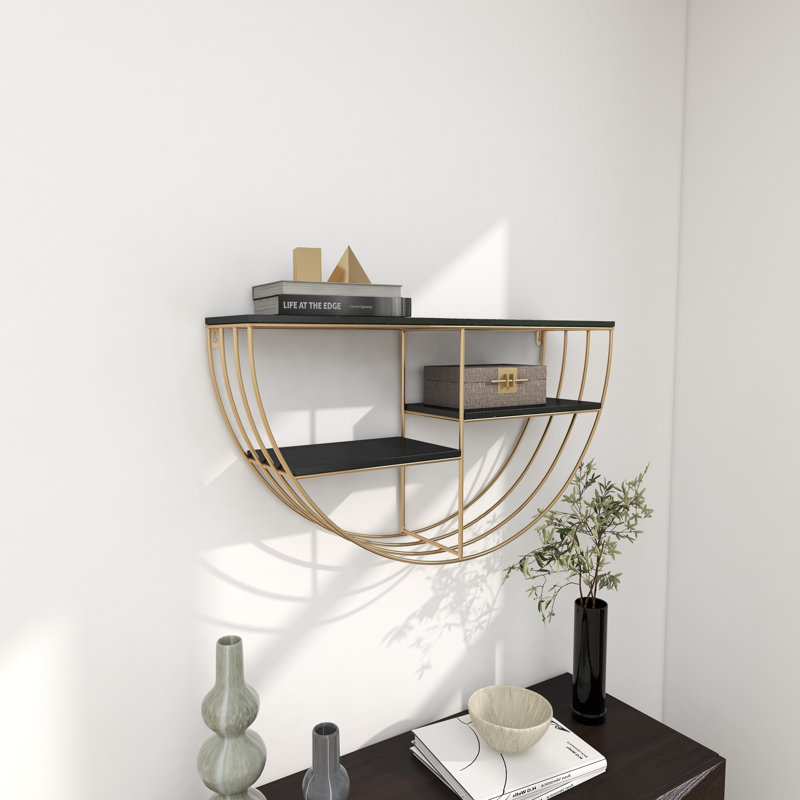 Etta Avenue™ Wooden 3 Shelves Wall Shelf with Half Moon Shape
